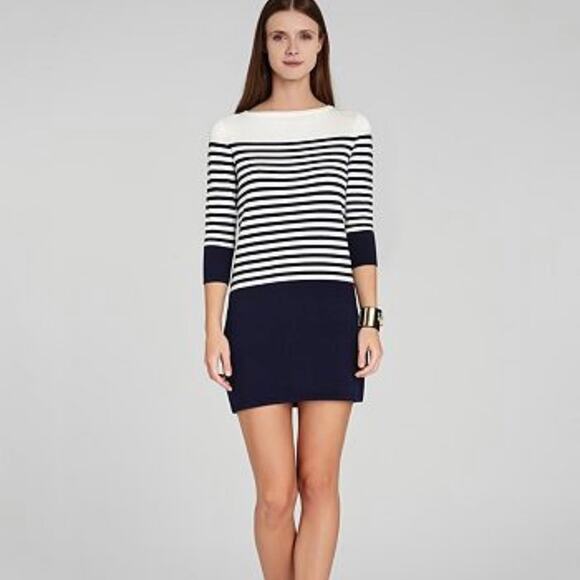 BCBGMAXAZRIA Ethel Knit Stripe Sweater Dress in Navy & White Women's Medium $198 - Picture 1 of 9